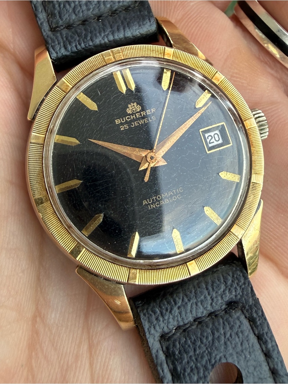 Vintage 1950’s  Bucherer 14k gold & steel Watch 33mm  Automatic